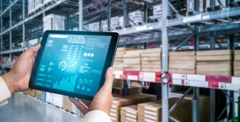 Warehouse management innovative software in computer for real time monitoring