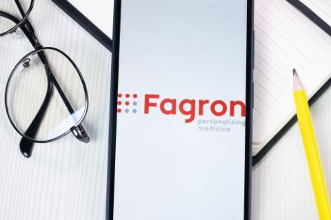 New York, USA - 1 August 2024: Fagron Logo on Phone Screen, Company Icon on Display