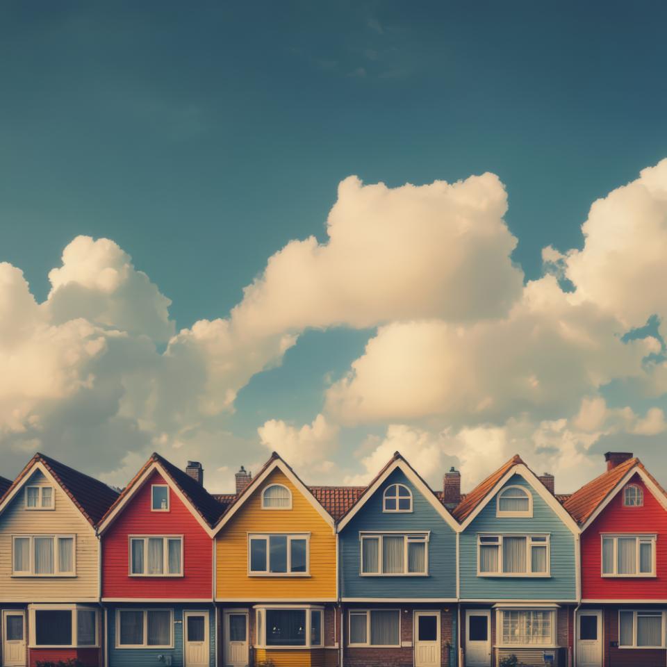 Neat row of houses on a quiet street demonstrating the appeal of urban living and the housing market's vitality