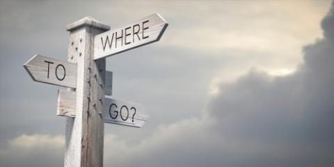 Where to Go - Wooden Signpost with Three Arrows - 3D illustration