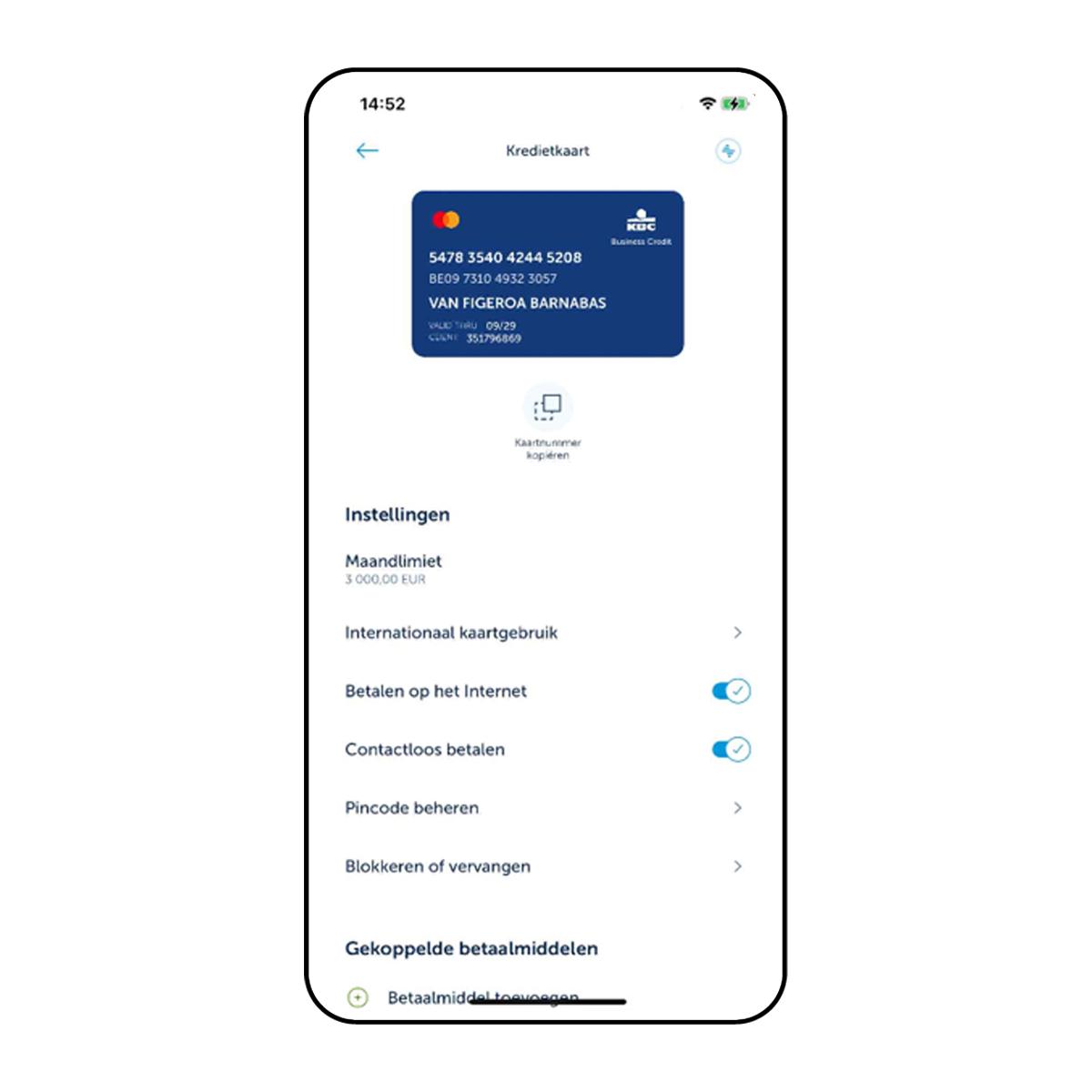 KBC Mobile zakelijke kredietkaart