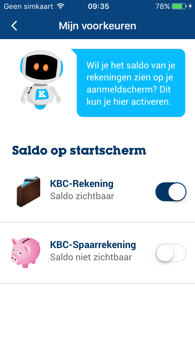 K'Ching saldo op je beginscherm instellen