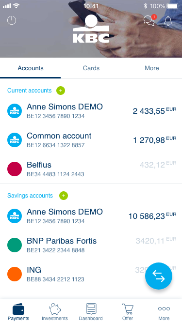 Manage the accounts you hold at other banks