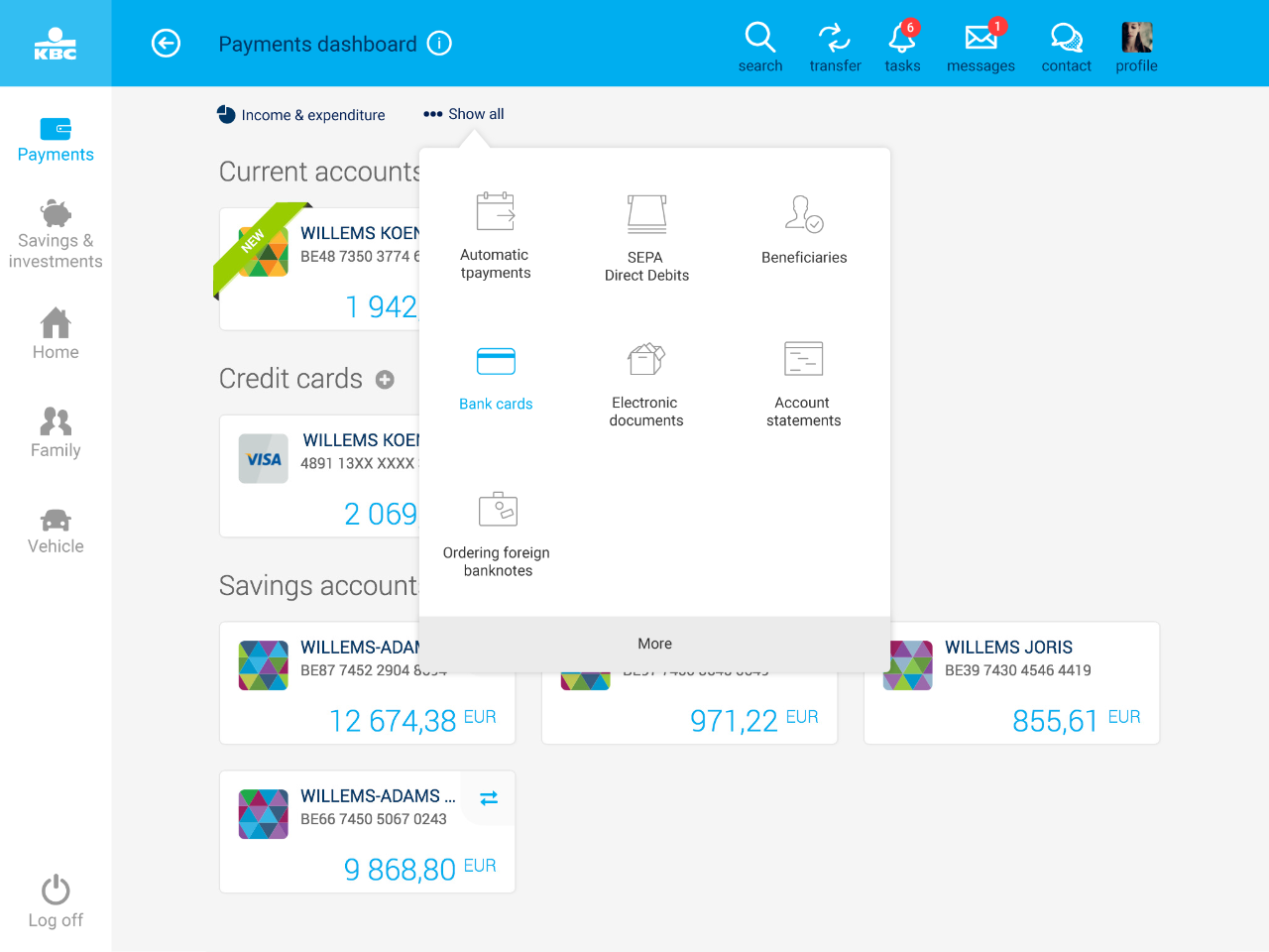 Payments in KBC Touch