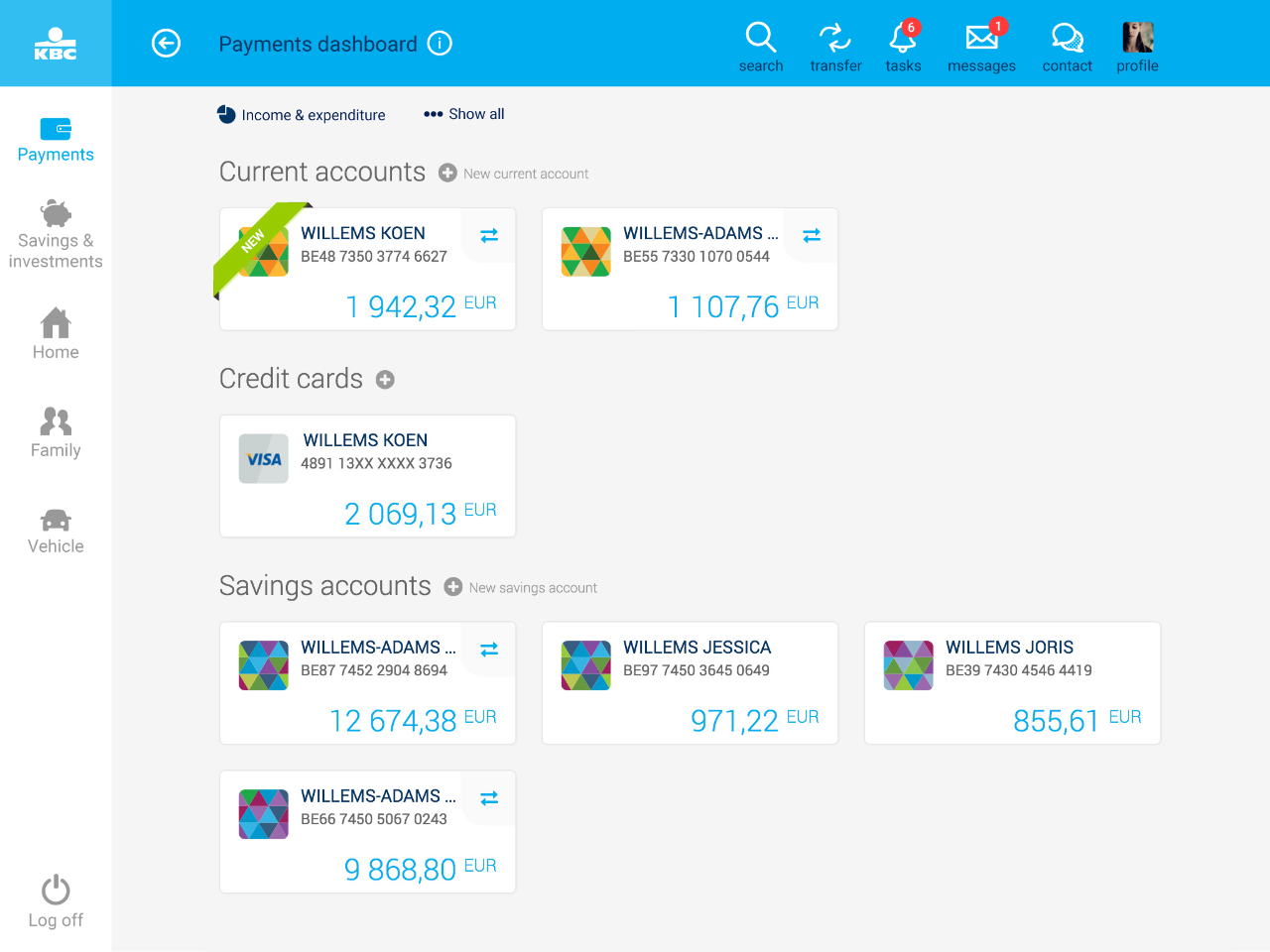 Payments in KBC Touch