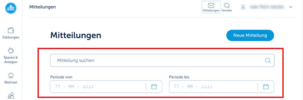 Wie kann ich nach einer Mitteilung aus einem bestimmten Zeitraum suchen?