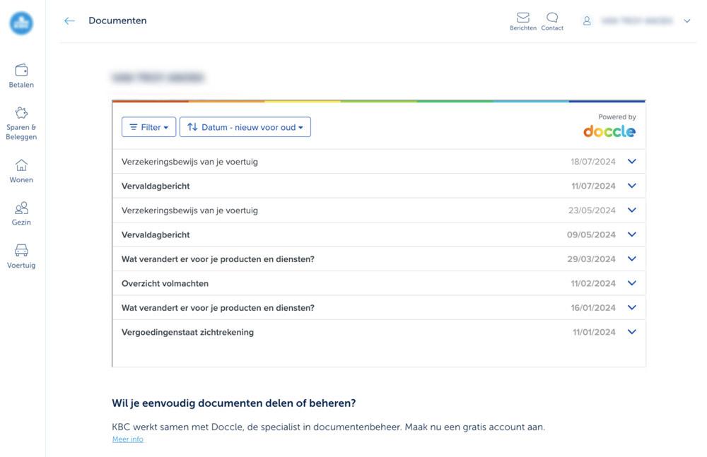 Documenten in Doccle