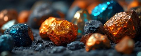  Vector images of various rare earth metals in stylized form with emphasis on their unique properties