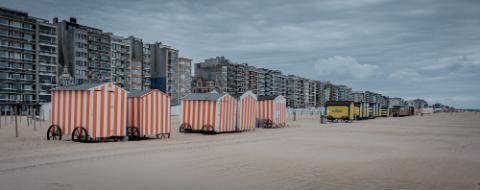 Row of vinage beach huts